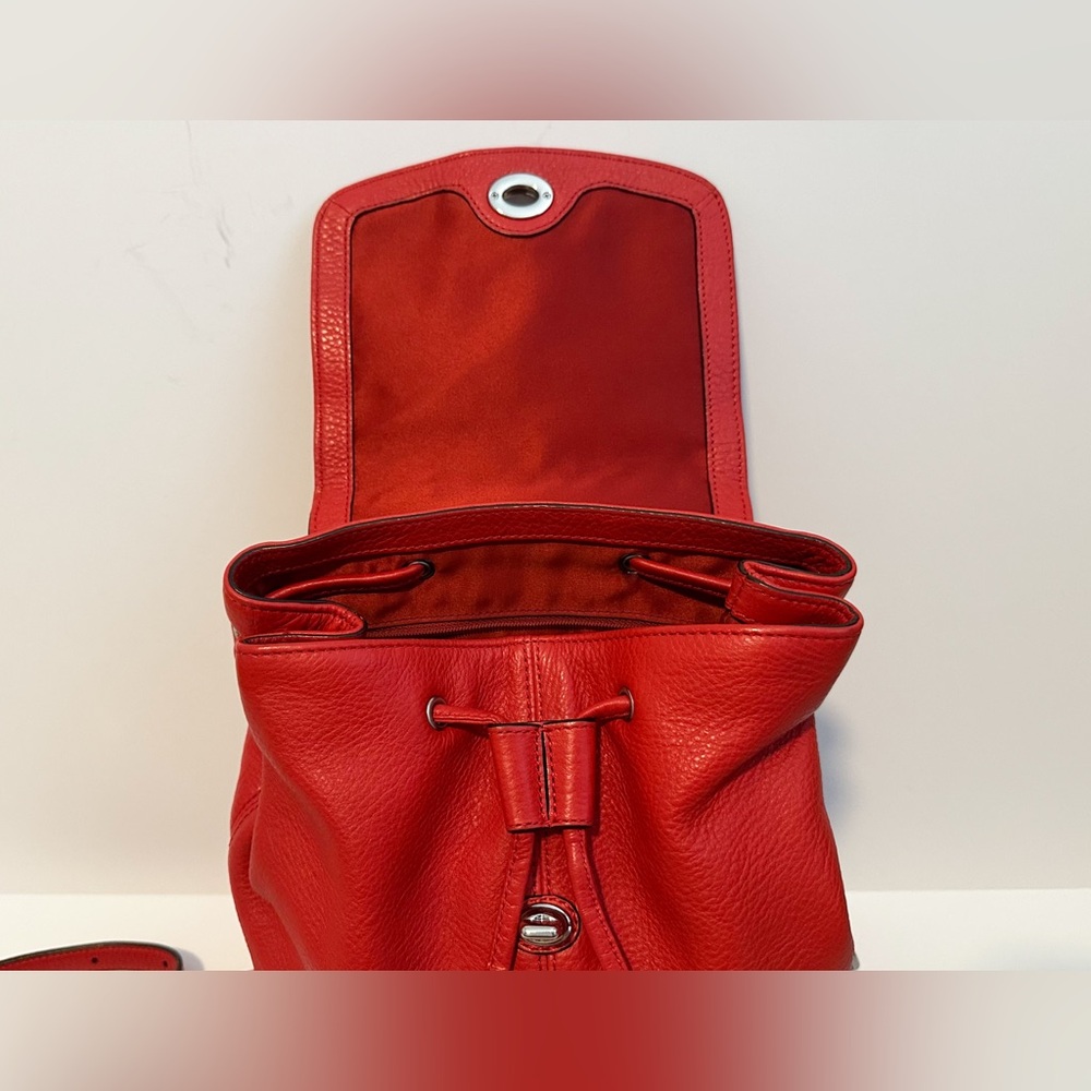 Coach Red Park Pebbled Leather Turnlock Drawstring Backpack - Picture 3 of 5